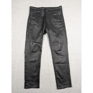 Bevy Flog Women Pants Size 26 Shely Cropped Black Faux‎ Leather Tapered Slim Fit